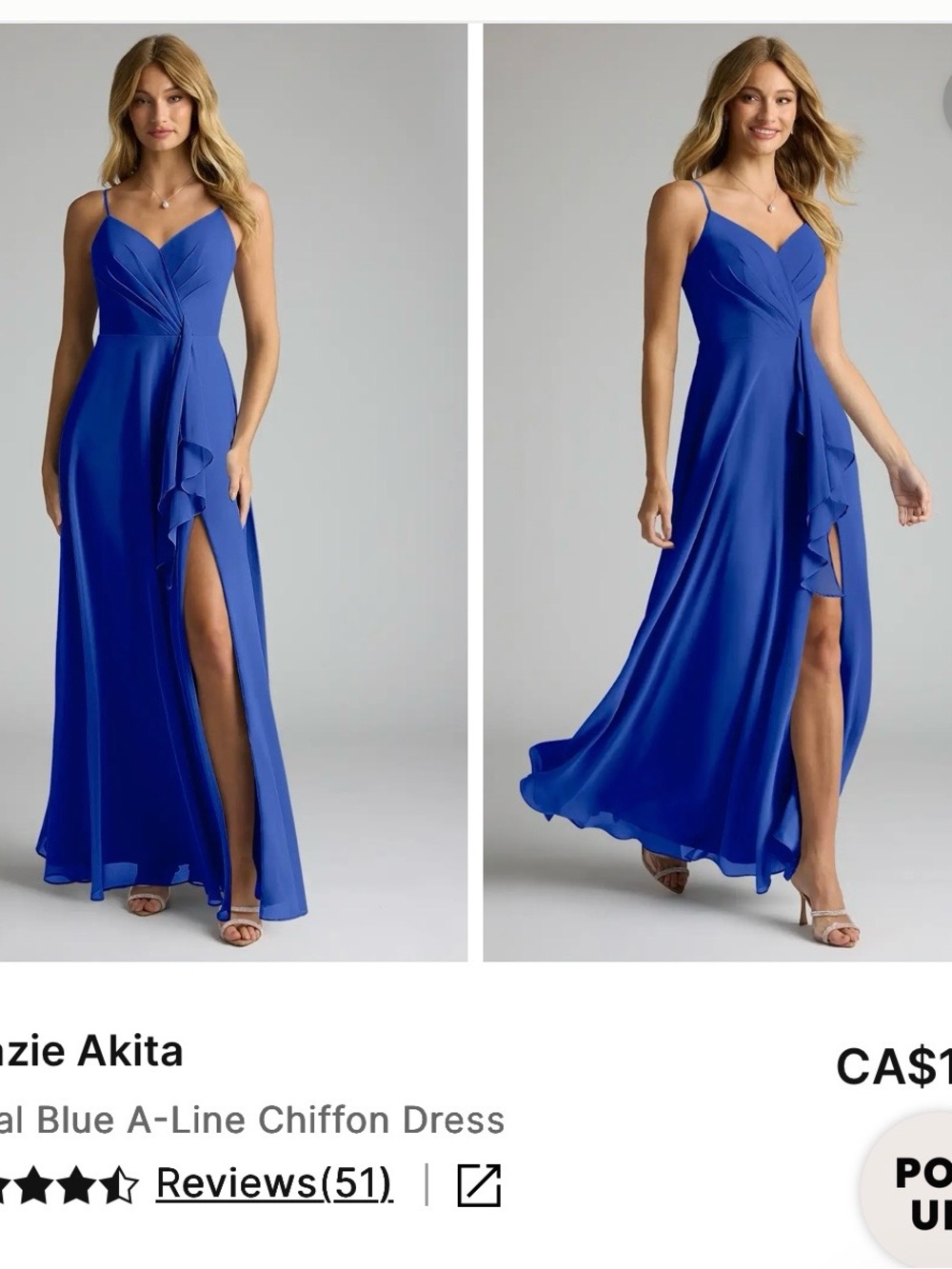 Azazie Royal Blue Spaghetti Strap Maxi Dress